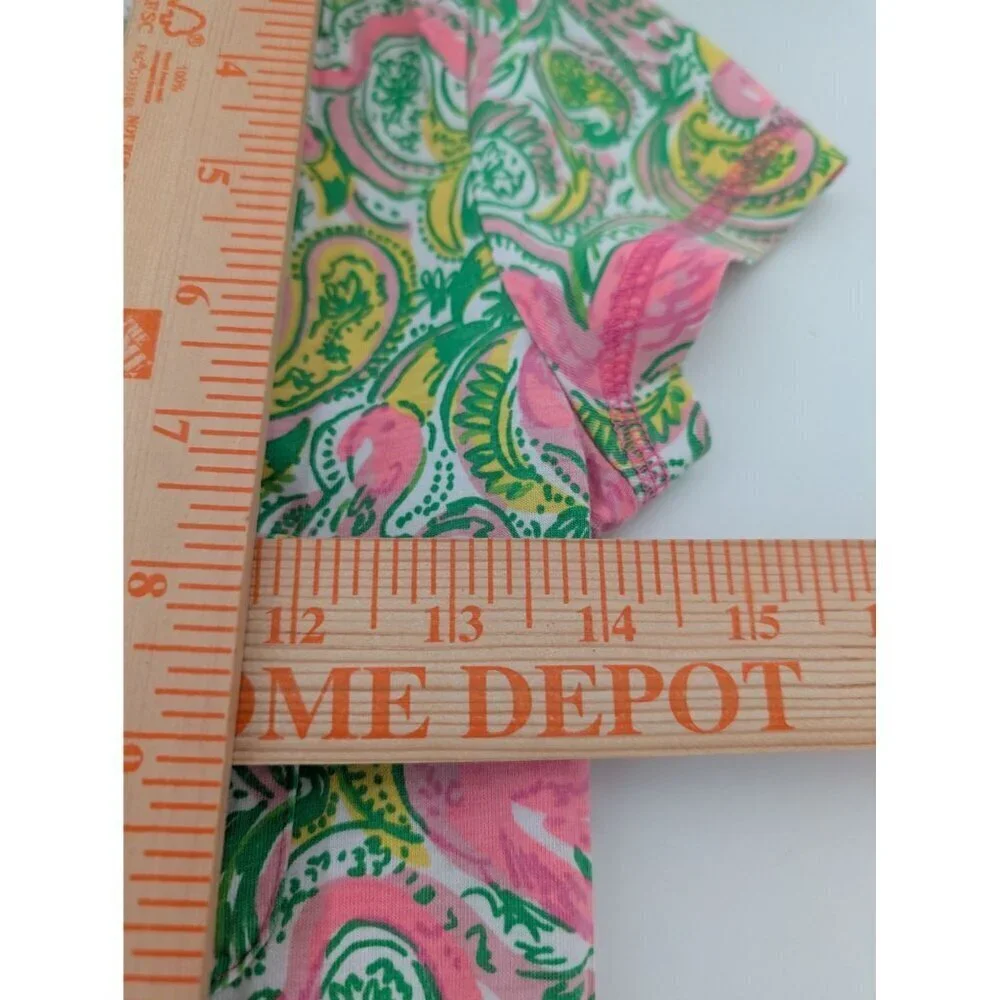 Lilly Pulitzer Flamingo Britton Dress Womens Size XS Green Paisley Hot Wings - Picture 10 of 11